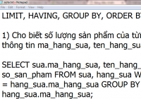 Hướng dẫn sử dụng having, limit, group by, order by trong MySQL