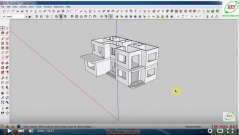 Sketchup thiết kế biệt thự - Bài 5: Dựng mái, sê nô và hào chỉ