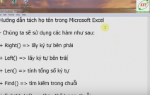 Tách họ tên trong excel