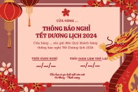 THÔNG BÁO LỊCH NGHỈ TẾT NGUYÊN ĐÁN 2024