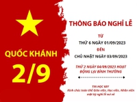 THÔNG BÁO NGHỈ LỄ QUỐC KHÁNH 02/09/2023