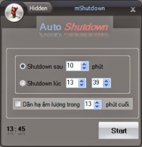 mShutdown - Phần mềm hẹn giờ tắt máy