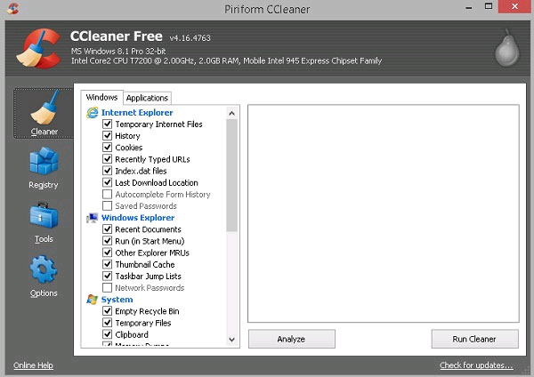 Phần mềm dọn dẹp máy tính CCleaner