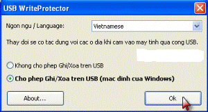 TRUNG TAM TIN HOC KEY_ Bảng điều khiển của chương trình USB Write Protector