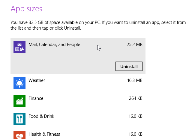 Kiểm tra dung lượng ứng dụng cài đặt trong Windows 8  |hoc sua chua may tinh|noi hoc sua chua may tinh |dia chi hoc sua chua may tinh
