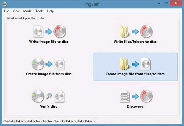 Ấn vào Create image file from files/folders